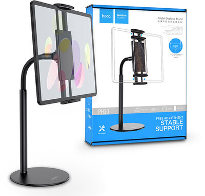HOCO univerzális asztali telefon/tablet tartó 4,7-10&quot, méretű készülékhez - HOCO PH30 Metal Desktop Stand - fekete