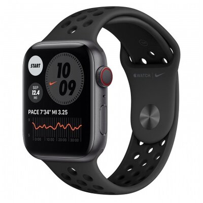 Apple Watch Nike S6 GPS + Cellular, 44mm Space Grey Aluminium Case with Anthracite/Black Nike Sport Band - Regular