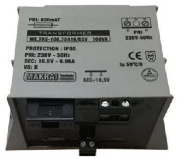 Makrai transzformátor, 100VA 230V/16V