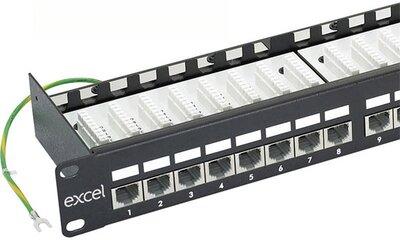 EXCEL Cat.6 FTP 24 portos patchpanel, 1U, fekete