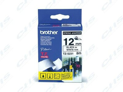 BROTHER Festékszalag TZSE231 P-TOUCH 12mm BLACK ON WHITE ADHESIVE TAPE