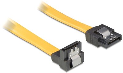 Delock SATA sárga, lefele / egyenes csatl. (fémlappal), 70 cm-es összekötő kábel