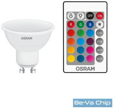 Osram Star+ RGBW/műanyag ház 4,5W/250lm/2700K/GU10 távirányítható LED PAR16 spot fényforrás