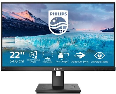 Philips 22" 222S1AE/00 - IPS panel 1920x1080 16:9 75Hz 4ms 1000:1 250cd speaker D-Sub DVI HDMI DP