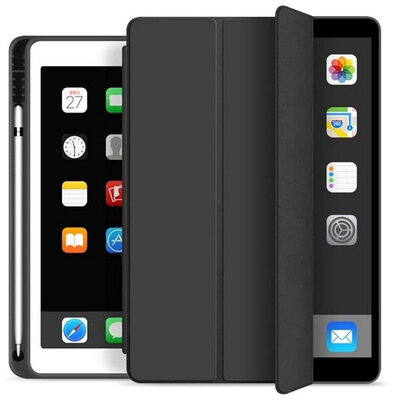 Apple iPad 10.2 (2019/2020) védőtok (Smart Case) on/off funkcióval, Apple Pencil tartóval - black (ECO csomagolás)