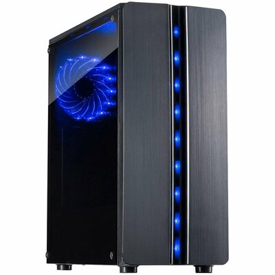 Inter-Tech THUNDER ITEM NO.: 88881309trendy LED lighting in the front panel modern designblue illuminated 120mm LED fan as standardSide panel made of Plexiglas