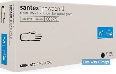 Santex púderes M-es méret 100db/doboz latex kesztyű