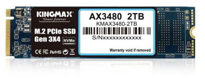 Kingmax 2TB AX3480 SSD M.2 PCIe NVMe 1.3 Gen3 x4 r:3400MB/s w:3000MB/s - KMAX3480-2TB