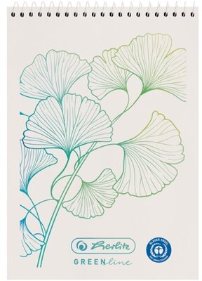 Herlitz GREENline Ginkgo A7 50lap kockás spirálblokk
