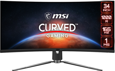 MSI 43" Optix MPG ARTYMIS 343CQR - VA ívelt panel 1000R 3440x1440 21:9 165Hz 1ms 3000:1 550cd HDMI DP USB
