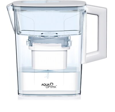 Aqua Optima, Oria vízszűrős kancsó (átlátszó-fehér), 1db evolve+ 30 napos használhatóságú vízszűrő betéttel. 2.8l teljes kapacitás, melyből 1.4l szűrt. Innovatív fedél a víztöltéshez, 110mm széles kivitel