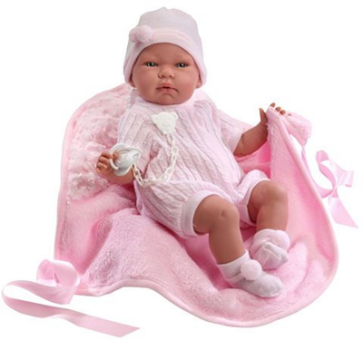 Llorens: Újszülött baba rózsaszín ruhában takaróval 40 cm-es (74002)
