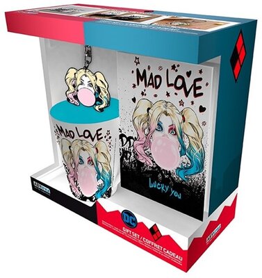DC Comics "Harley Quinn Mad Love" 250 ml bögre + fém kulcstartó + füzet csomag