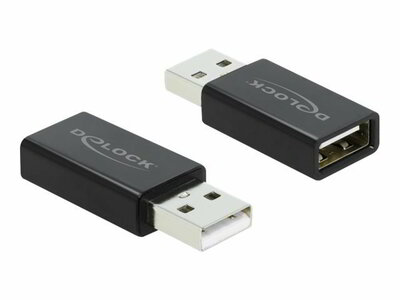 DELOCK adapter USB A /F 2.0 to USB A /M 2.0 with data blocker black
