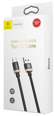 Baseus Golden Belt Series 3A 1,5m USB 3.0 - USB Type-C fekete-arany kábel