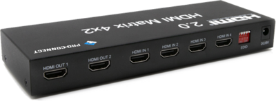 PROCONNECT Mátrix switch 4x2, HDMI 2.0, 4K, 2xHDMI out, 4xHDMI in, IR