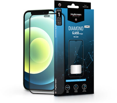 Apple iPhone 12 Mini edzett üveg képernyővédő fólia - MyScreen Protector Diamond Glass Lite Edge2.5D Full Glue - black