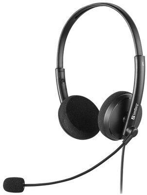 Sandberg Fejhallgató - MiniJack Office Headset Saver (Jack; mikrofon; hangerő szabályzó; 1,5m kábel; fekete)