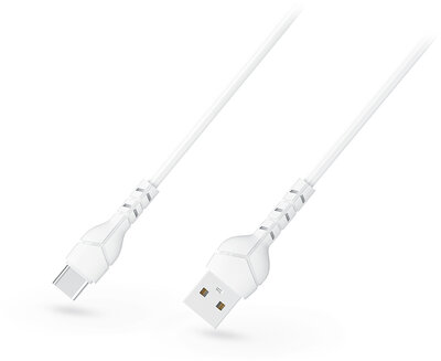 USB - USB Type-C adat- és töltőkábel 1 m-es vezetékkel - Devia Kintone Cable V2 Series for Type-C - 5V/2.1A - white - ECO csomagolás