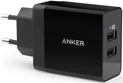 ANKER PowerPort II 2 Hálózati Töltő, 2 portos, 24W USB, fekete - A2021L11