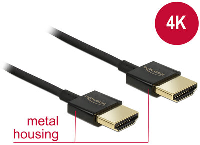 Delock HDMI M - HDMI M Adapterkábel (4k Ethernet) 0.5m Fekete