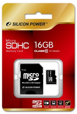 Silicon Power 16GB MICRO SD (class 4) SP016GBSTH004V10-SP memória kártya + SD átalakító
