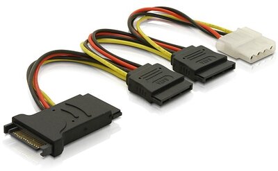 Delock SATA (15 tűs) – 3 db SATA HDD + 1 db 4 tűs IDE (csatlakozó) hálózati kábel
