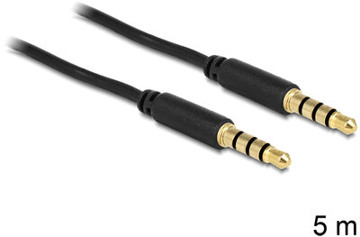 Delock sztereó kábel 3.5 mm 4 pin csatlakozó > csatlakozó, 5 m
