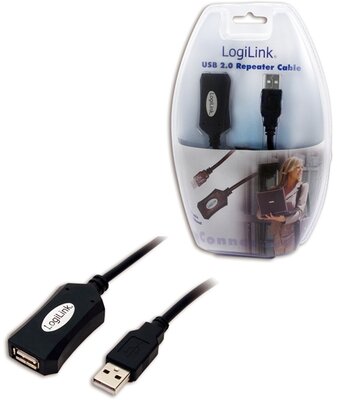 Logilink USB 2.0-ás hoszabbító kábel, fekete 5M