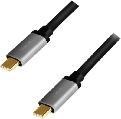 Logilink USB 3.2 Gen 2 Type-C cable, C/M to C/M, PD, AV, alu, black/grey, 1 m