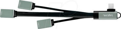 Logilink USB-C Hub, 2x USB 2.0 AF + 1x USB 3.0 AF, angled plug