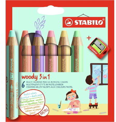 Stabilo woody 3in1 Pastel 6 db/csomag készlet hegyezővel grafitceruza