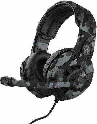Trust Fejhallgató - GXT 411K Radius Camo (1,5m kábel; mikrofon; hangerőszabályzó; 3.5mm TRRS jack + Y kábel, fekete)