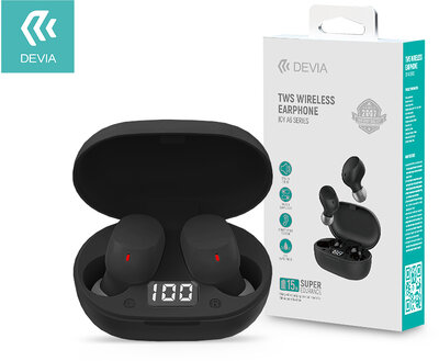 Devia TWS Bluetooth sztereó headset v5.0 + töltőtok - Devia Joy A6 Series True Wireless Earphones with Charging Case - fekete