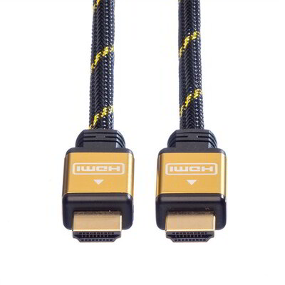 ROLINE Kábel HDMI + Ethernet, M/M, 15 m, fekete/arany