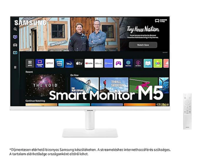 Samsung 27" monitor/TV M5 - VA panel 1920x1080, 16:9, 250cd/m2, 4ms, 60Hz, HDR, 2xHDMI/2xUSB/WiFi/Bluetooth, hangszóró, Fehér