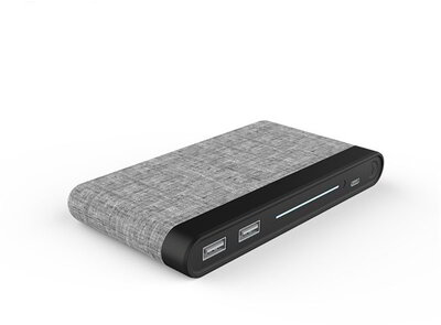 PLATINET Power Bank hordozható töltő 10000mAh világosszürke szövet borítás