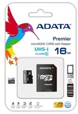 ADATA 16GB microSDHC UHS-I Class10 (R/W: 80/10 MB/s) + adapter - AUSDH16GUICL10-RA1