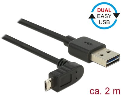 Delock Kábel, EASY-USB 2.0-s A-típusú csatlakozódugó > EASY-USB 2.0-s Micro-B típusú csatlakozódugó,