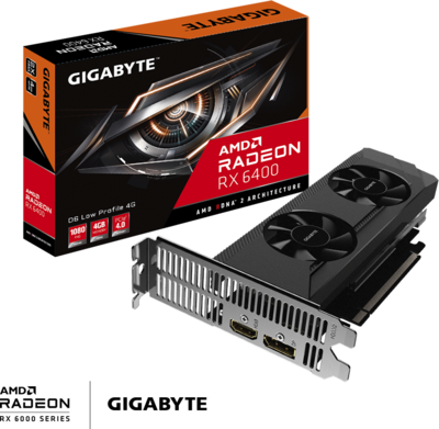 Gigabyte AMD Radeon RX 6400 4GB GDDR6 D6 Low Profile 4G HDMI DP - GV-R64D6-4GL