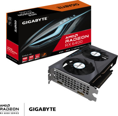 Gigabyte AMD Radeon RX 6400 4GB GDDR6 EAGLE 4G HDMI DP - GV-R64EAGLE-4GD