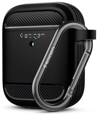 SPIGEN RUGGED ARMOR szilikon tok (közepesen ütésálló, karabíner) FEKETE Apple AirPods