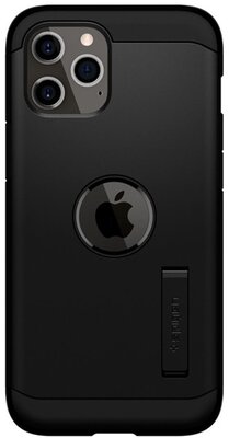 SPIGEN TOUGH ARMOR műanyag telefonvédő (szilikon keret, közepesen ütésálló, kitámasztó, logó kivágás) FEKETE