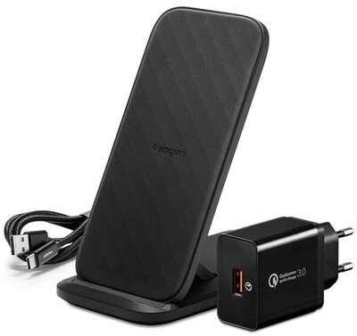 SPIGEN STEADIBOOST FLEX asztali töltő Type-C aljzat (15W, gyorstöltés, vezeték nélküli töltés + hálózati adapter) FEKETE