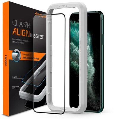 SPIGEN ALM FC képernyővédő üveg (2.5D, ujjlenyomatmentes, extra karcálló, 9H, ultravékony, 0.3mm színkiemelés) FEKETE