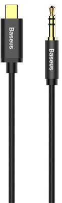 BASEUS M01 audió kábel (3.5mm - Type-C, 3 pólusú jack csatlakozó, 120cm, AUX) FEKETE