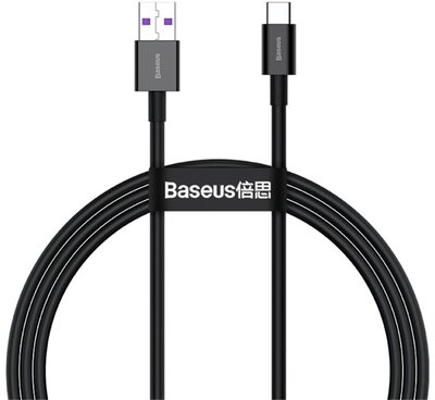 BASEUS adatkábel és töltő (USB - Type-C, 200 cm, törésgátló, gyorstöltés támogatás, 66W) FEKETE