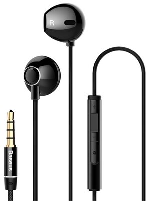 BASEUS ENCOK H06 fülhallgató SZTEREO (3.5mm jack, mikrofon, felvevő gomb, hangerő szabályzó, 3D hangzás) FEKETE