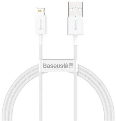 BASEUS SUPERIOR adatkábel és töltő (USB - lightning 8pin, 2.4A, 100 cm, törésgátló, PD gyorstöltés támogatás) FEHÉR