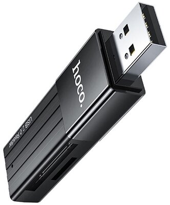 HOCO HB20 MEMÓRIAKÁRTYA olvasó (USB 2.0 / Nano / NM / MicroSD) kártyához FEKETE